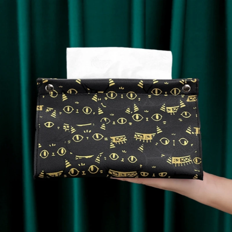 New Pu Leather Car Tissue Box Cute Cat Multi-Functional Storage Box Household Living Room Restaurant Coffee Table Drawer Box 3