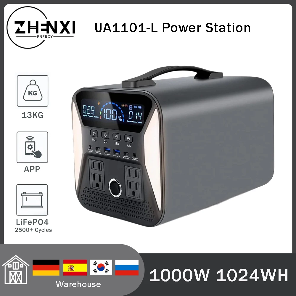 

1000W/1000Wh Portable Power Staion Lifepo4 Cell 100V-230V 50/60Hz Auto Super Charger UPS Inverter Power Supply Backup Outdoor RV