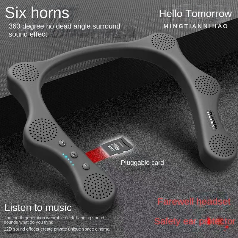 

Bluetooth Headset Lightweight Stereo Neck-Mounted Portable Noise Support TF Card Wireless Headphone With Speaker For Sport Call
