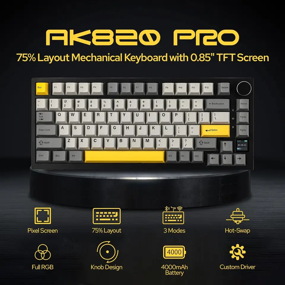 qpwoouオーダーページ Ajazz AK820/AK820Pro Gaming Mechanical Keyboard Bluetooth 5.1