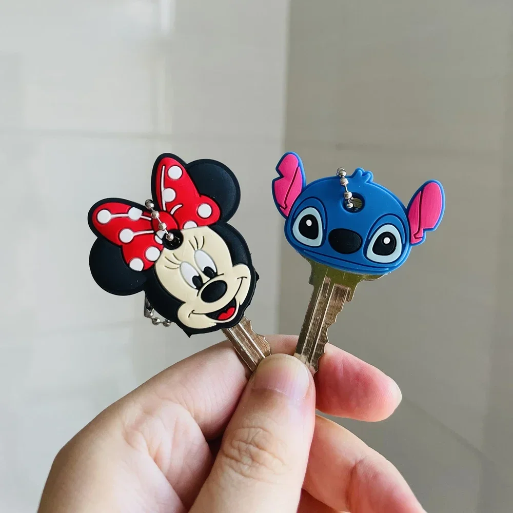 Stitch Spider Man Captain America Key Cover Silicone Key Chains Women Man Funny Car Holder Caps Kids Party