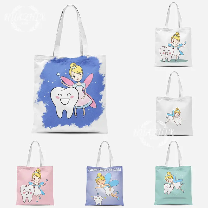 

Tooth and Dentist Shoulder Bags Graphic Aesthetic Funny Fashion Handbags Casual Shopping Girls Handbag Women Elegant Canvas Bag