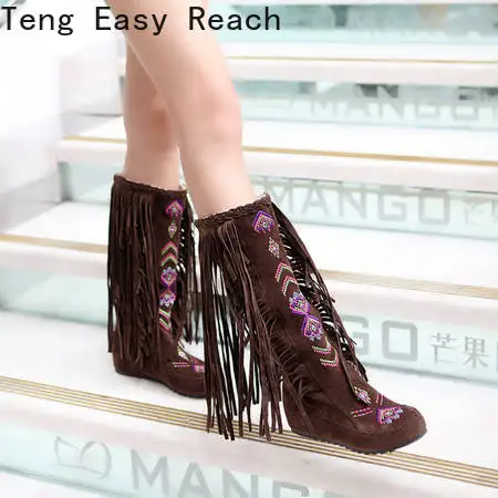 Western Women Cowboy Boots 2023 Fashion Tassel Trim Boots Comfortable Mid Calf Low Heel Ankle Boots Retro Winter Female Shoes