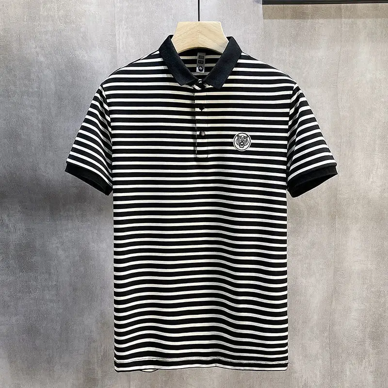 Fashion Lapel Button Embroidery Short Sleeve Striped Polo Shirts Mens Clothing 2024 Summer New Loose Casual Tops Korean T-Shirts 13 Sff971d79990745ef8103626bf0e470aee