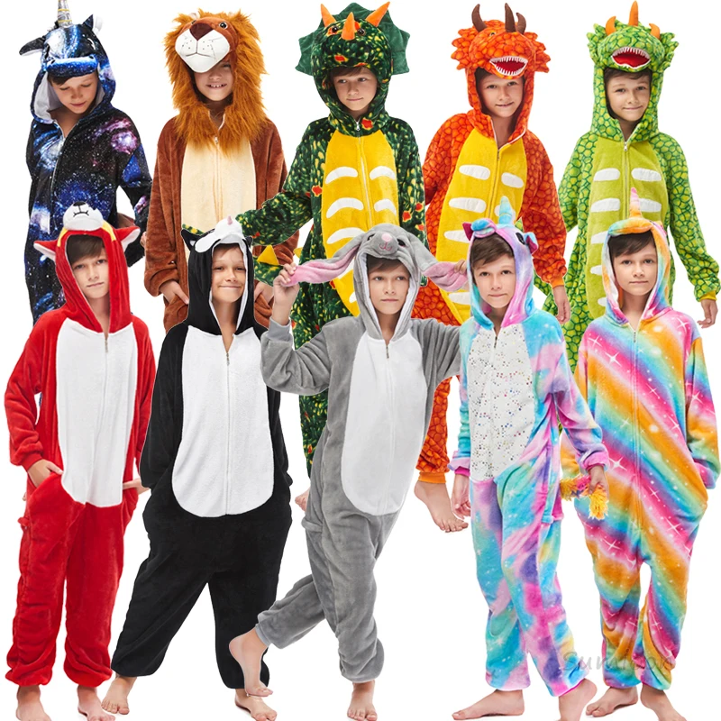 New Winter Unicorn Pajamas For Children Kigurumi Animal Pyjamas Kids Panda Onesie Boys Girls Sleepwear Unicornio Jumpsuit