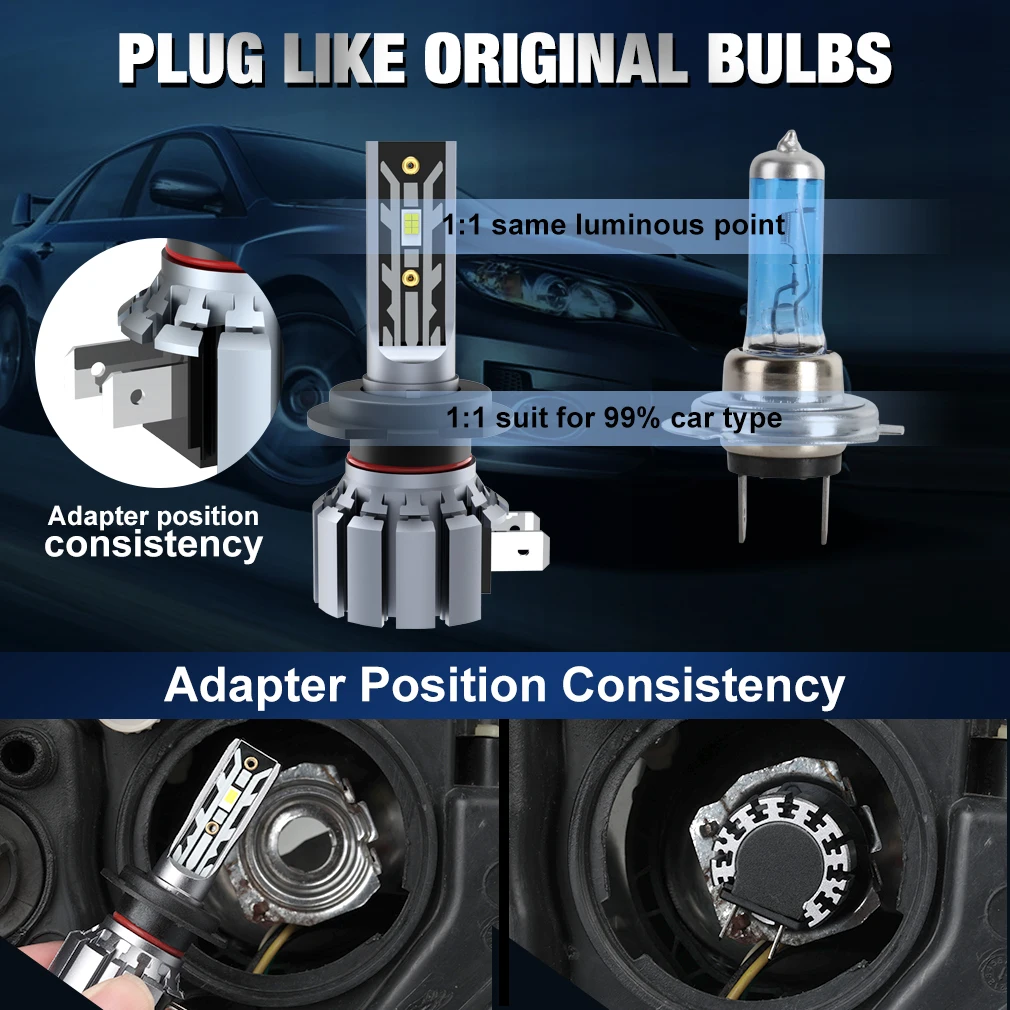 S&D 9005 HB3 9006 HB4 LED 안개등 전구 CANBUS H7 LED 헤드라이트 DRL 자동차 주간 주행등 자동차 운전용 6000K 백색