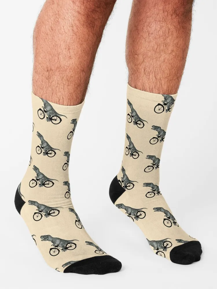 Bike and t rex dinosaur silhouettes Socks hip hop socks man socks Men's Designer Man Socks Women's