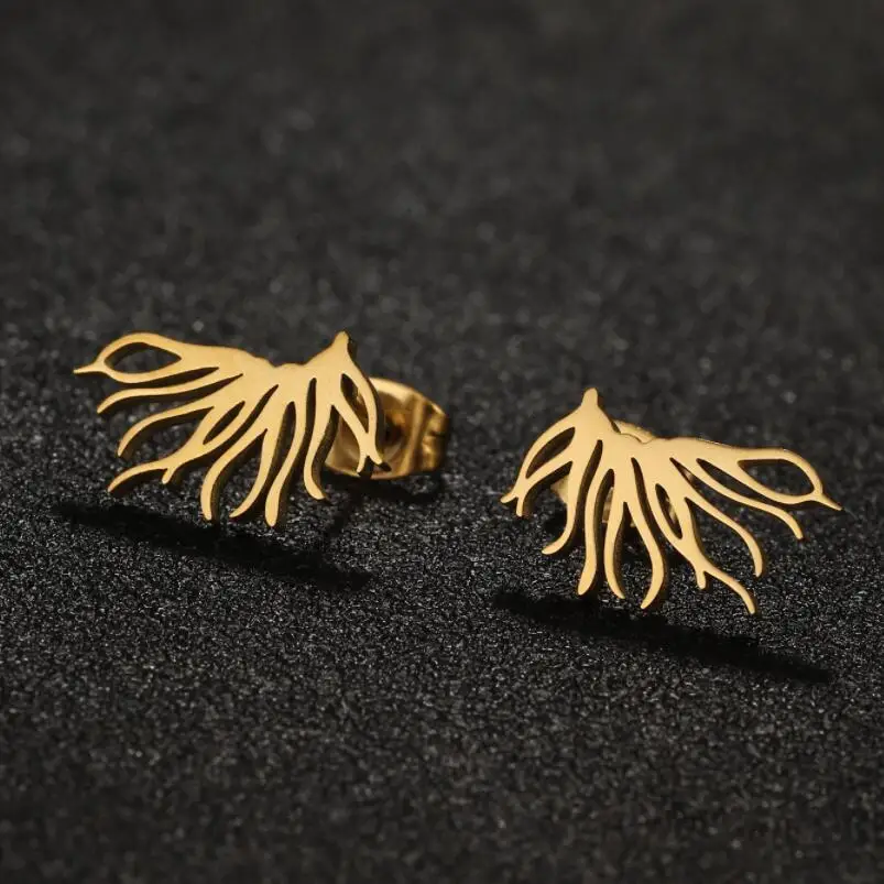 

Vintage Ethnic Gold Earrings Stainless Steel Woman Rooted Plant Leaf Summer Earrings Girls Designer Jewelry Pircing Oreja
