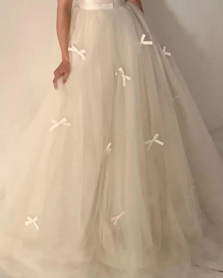 wedding dresses Fancy Fairy White Princess Wedding Dresses Bow Appliques Bridal Gowns Formal Photoshoot Bride Dresses For Korean customized