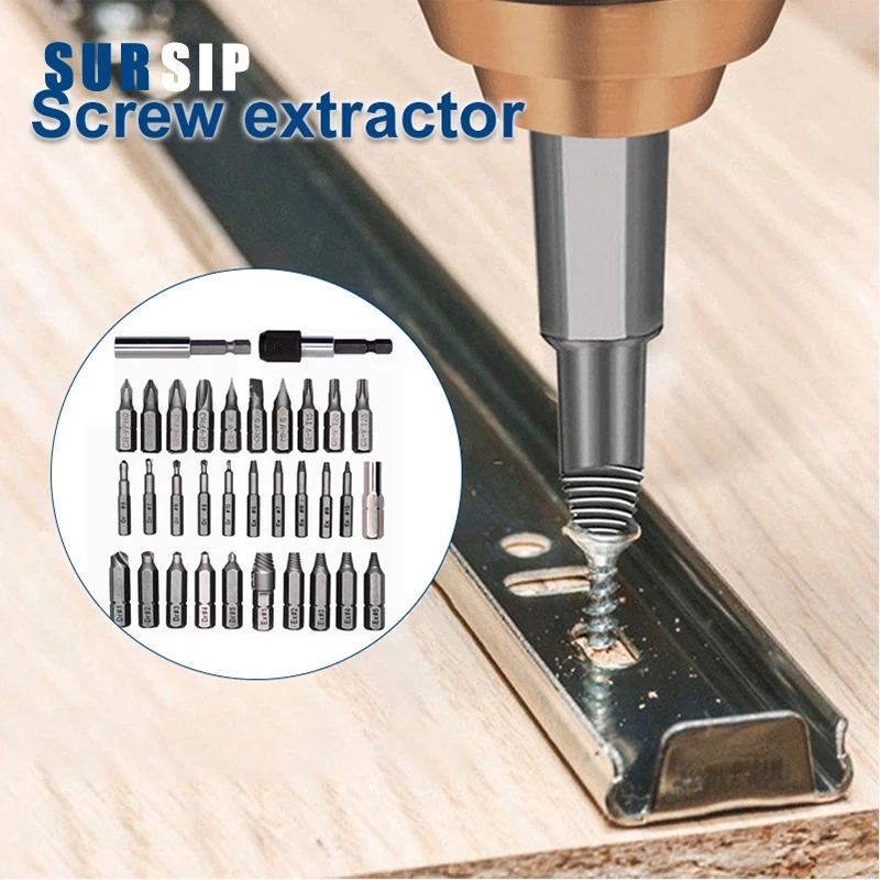 

Damaged Screw Extractor Remover Drill Bit Set Disassemble Screws Bolt Stud Slip Teeth Demolish Stripped Broken Remover Tools