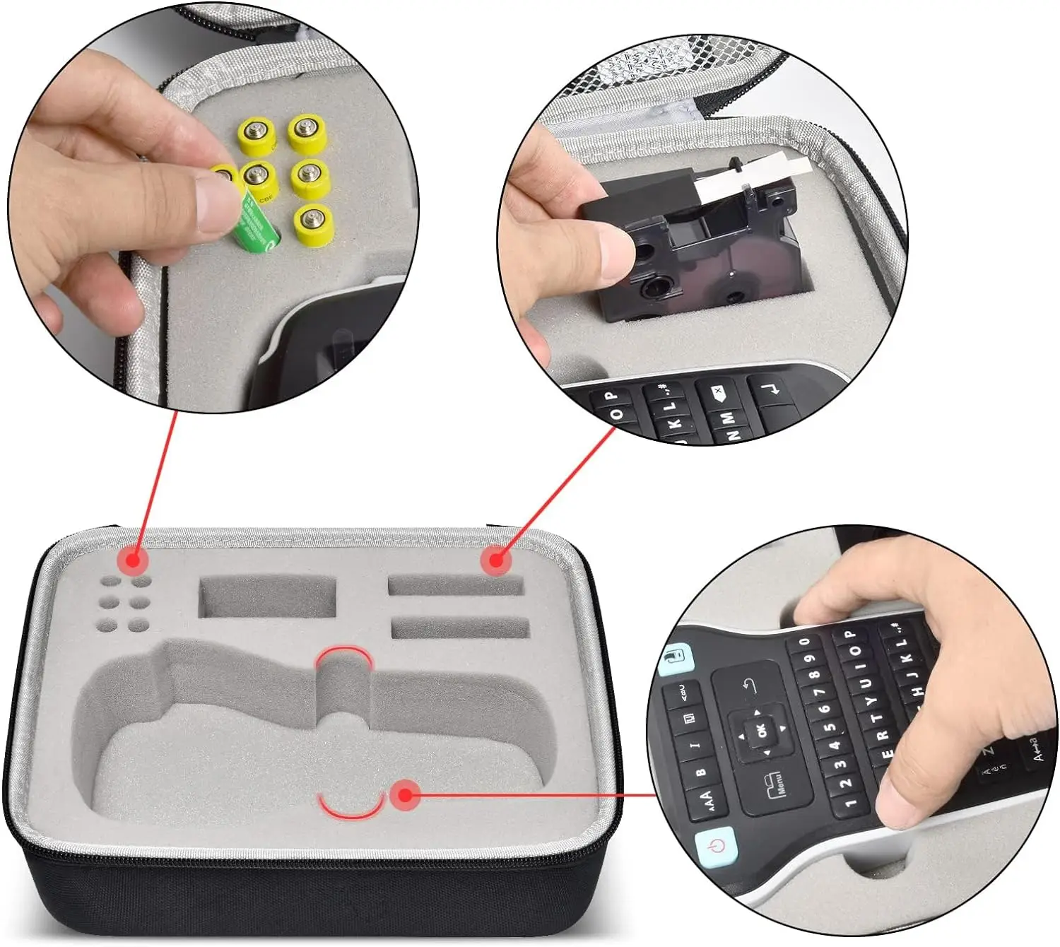 Label Maker Case Compatible with DYMO LabelManager 160/280 Portable Label Maker Printer Storage Organizer for AC Adapter