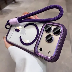 Enhanced Camera Bracket with Wrist Strap and Lens Film Cover - iPhone 15 Plus (DarkPurple)