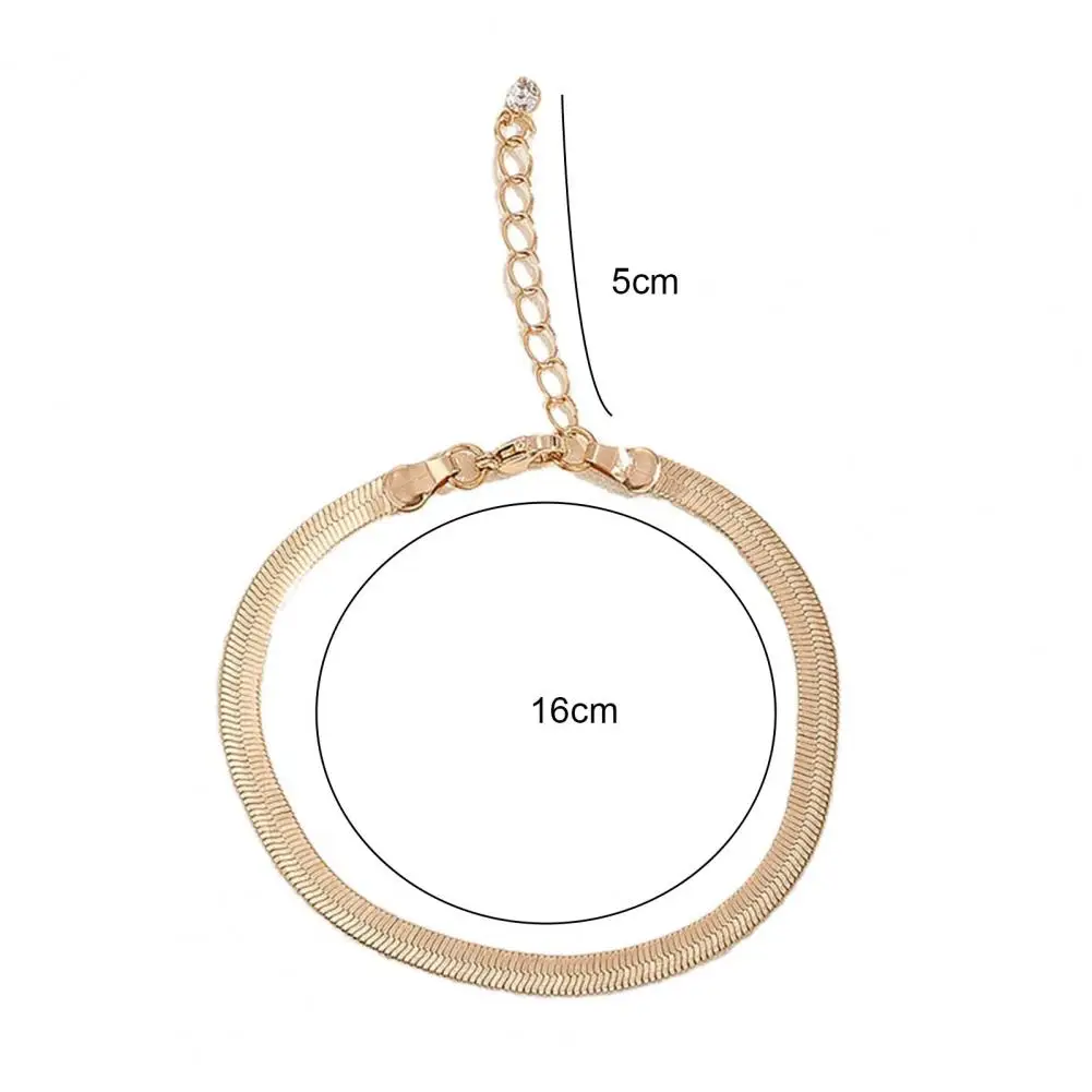 4Pcs/Set Women Bracelet Elegant Golden Adjustable Alloy Herring Bone Link Chain Teen Girls Bangle Fashion Jewelry