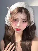 Ретро кружевная бандана повязка на голову белый тканый цветочный принт шарф для волос богемный треугольный платок шляпа милый платок аксессуары для волос