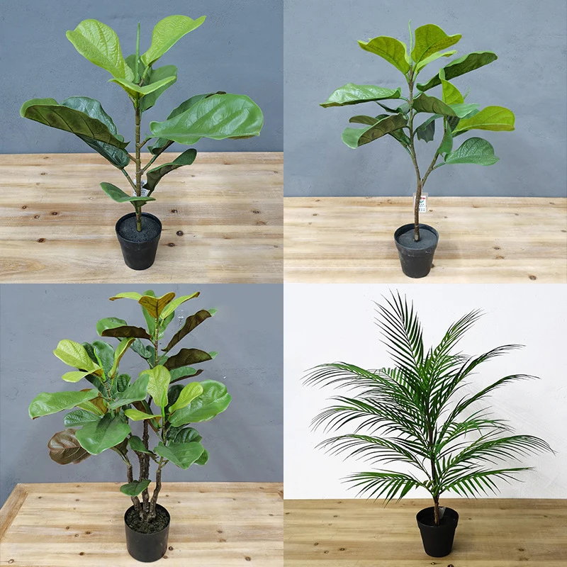 Artificial Plant Big Leaf Plant Potted Soft Glue Material Long Branch