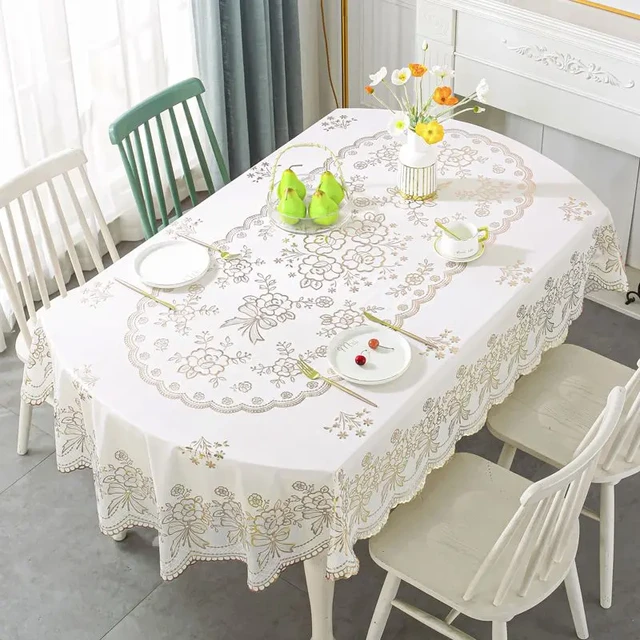 Tovaglia tavolo rotondo blu velluto dorato copritavolo tovaglie da pranzo  ricamo pizzo casa asciugamano coprisedia copertura antipolvere - AliExpress