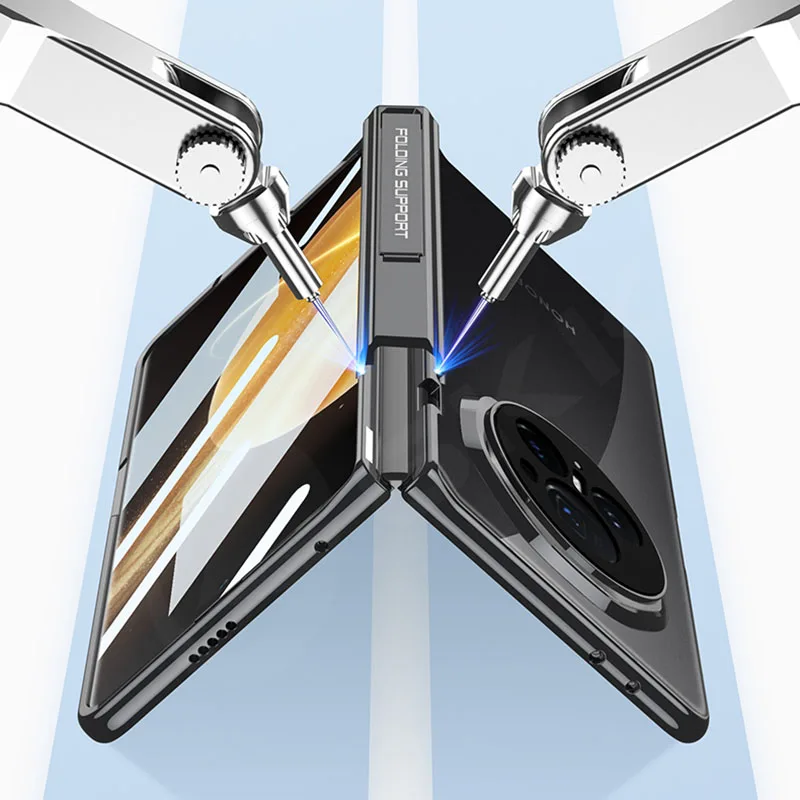 Magnetic Hinge Stand Plating Clear Case for Honor Magic v3 Outer Screen Glass Pr