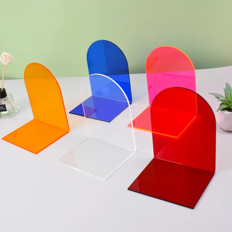 Book organizer Book holder Book stand Book terminal 1Pc Transparent Acrylic Bookends Stand Bookshelf Desktop Decorative Storage Rack Bookend Book Holder School Stationery
