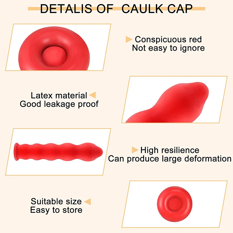 10-100pcs Caulking Gun Nozzles Cap Red Caulk Saving Caulk Saver Tube Covers for Sealing Preserving Finishing Construction Tools 2