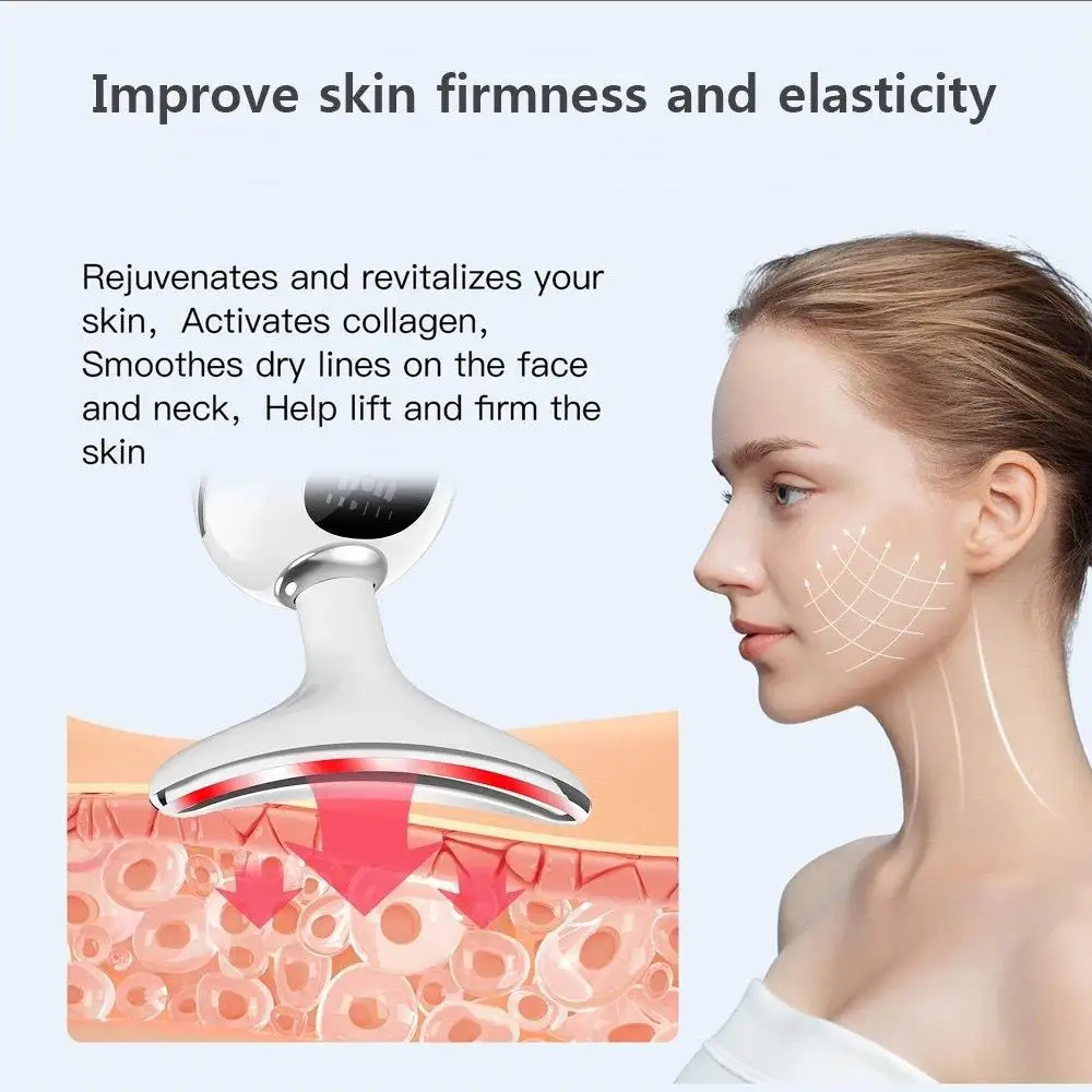 3 in 1 Facial Massager EMS Microcurrent Neck Face Lifting Device Red Light Photon Anti-aging Massager Skin Tightening Machine