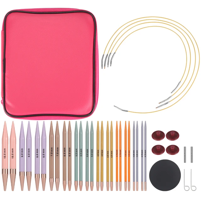 GCP Products 13 Pairs Interchangeable Circular Knitting Needles Set  Circular Knitting Needles Kit With 2.75Mm