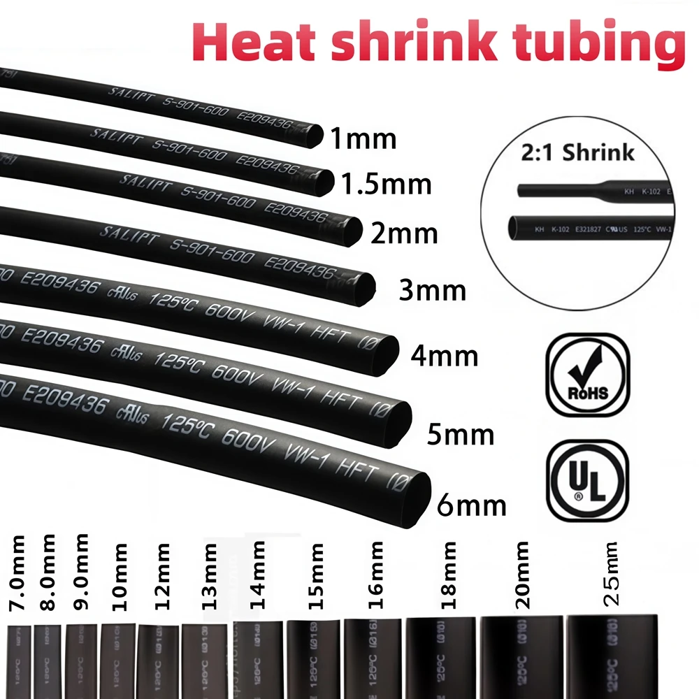 Versatile Black Heat Shrink Tubing for Cable Repair and Insulation