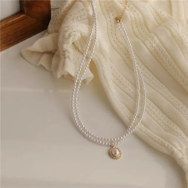 Collana Di Perle Artificiali Per Donna - Girocollo Elegante Con Catena Di Estensione - Foto 3