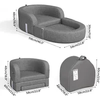 Toddler Travel Bed 2-in-1 Kids Sofa Chair with Removable Cover, Soft Foam Portable Foldable for Carrying Bag 2