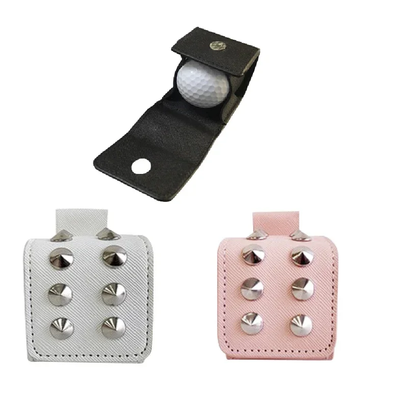 

Golf Ball Bag Mini Rivets Portable PU Leather Waterproof Durable Outdoor Golf Storage Waist Bag Ball Holder Golf Accessories
