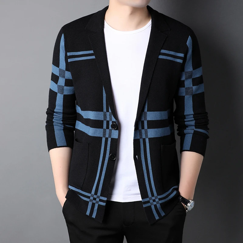 w Herren Herbst Winter Strickjacke Plaid Pullover Mantel Männlich Herbst Freizeit Luxus Pullover_voghion.com
