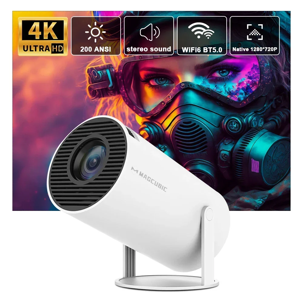

HY300 Projector 4K For Android 11 Dual Wifi6 200 ANSI Allwinner H713 BT5.0 1080P 1280*720P Home Cinema Theater Portable Projetor