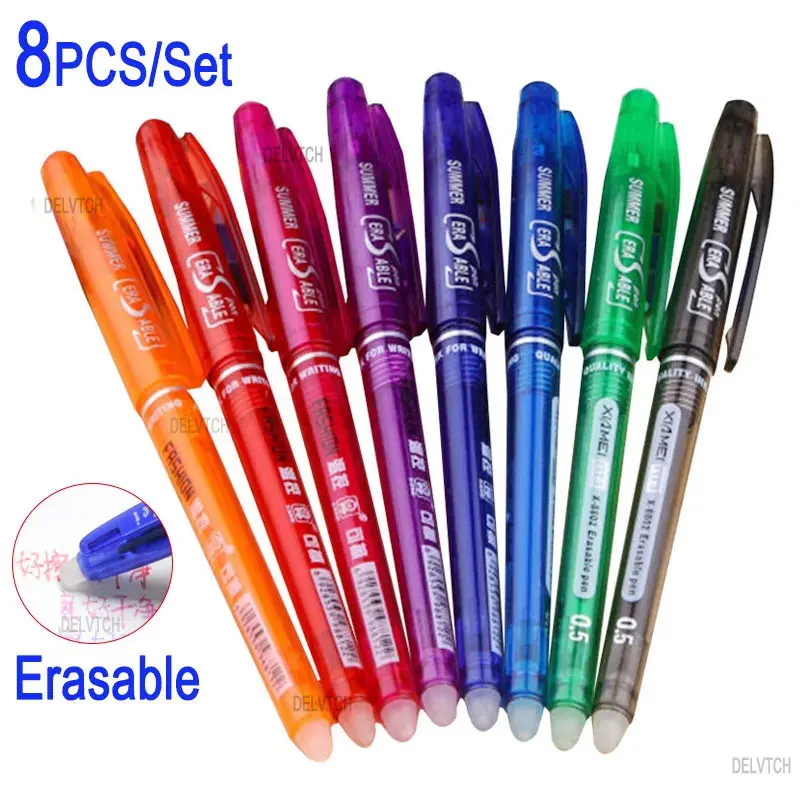 Acheter Stylo Gel effaçable coloré 0.5mm, 8 pièces, poignée lavable  colorée, recharges de stylo magique effaçable pour outils d'écriture  scolaire, papeterie Kawaii