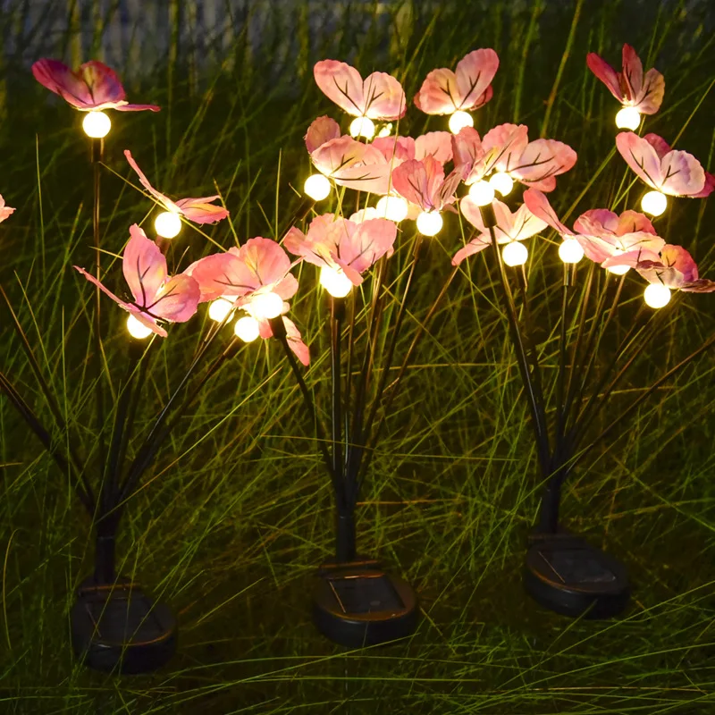 Solar LED Butterfly Firefly Light Outdoor Simulation Butterfly Lawn Lamp Garden Waterproof Landscape For Home Christmas Decor