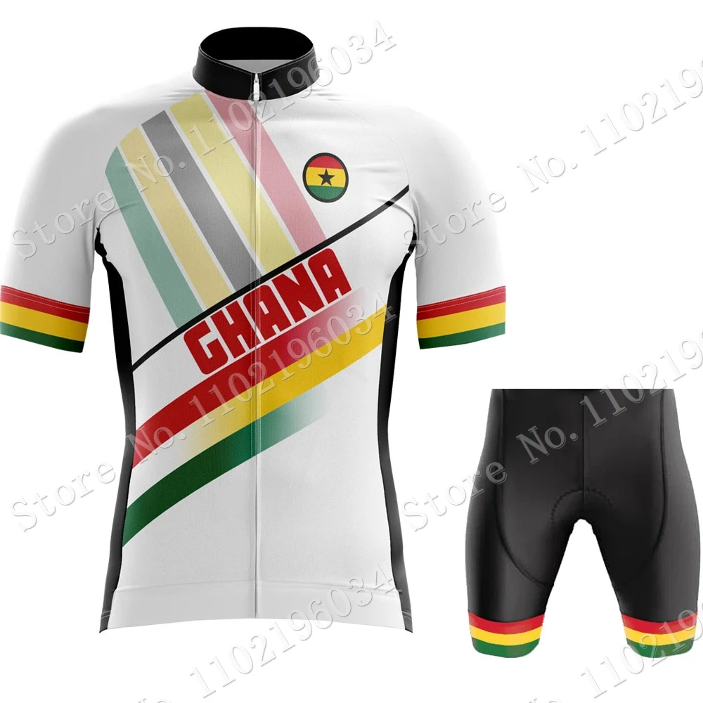 Ghana Team Cycling Jersey Set Short Sleeve Mens Summer White Clothing Road Bike Shirts Suit Shorts MTB Maillot Culotte