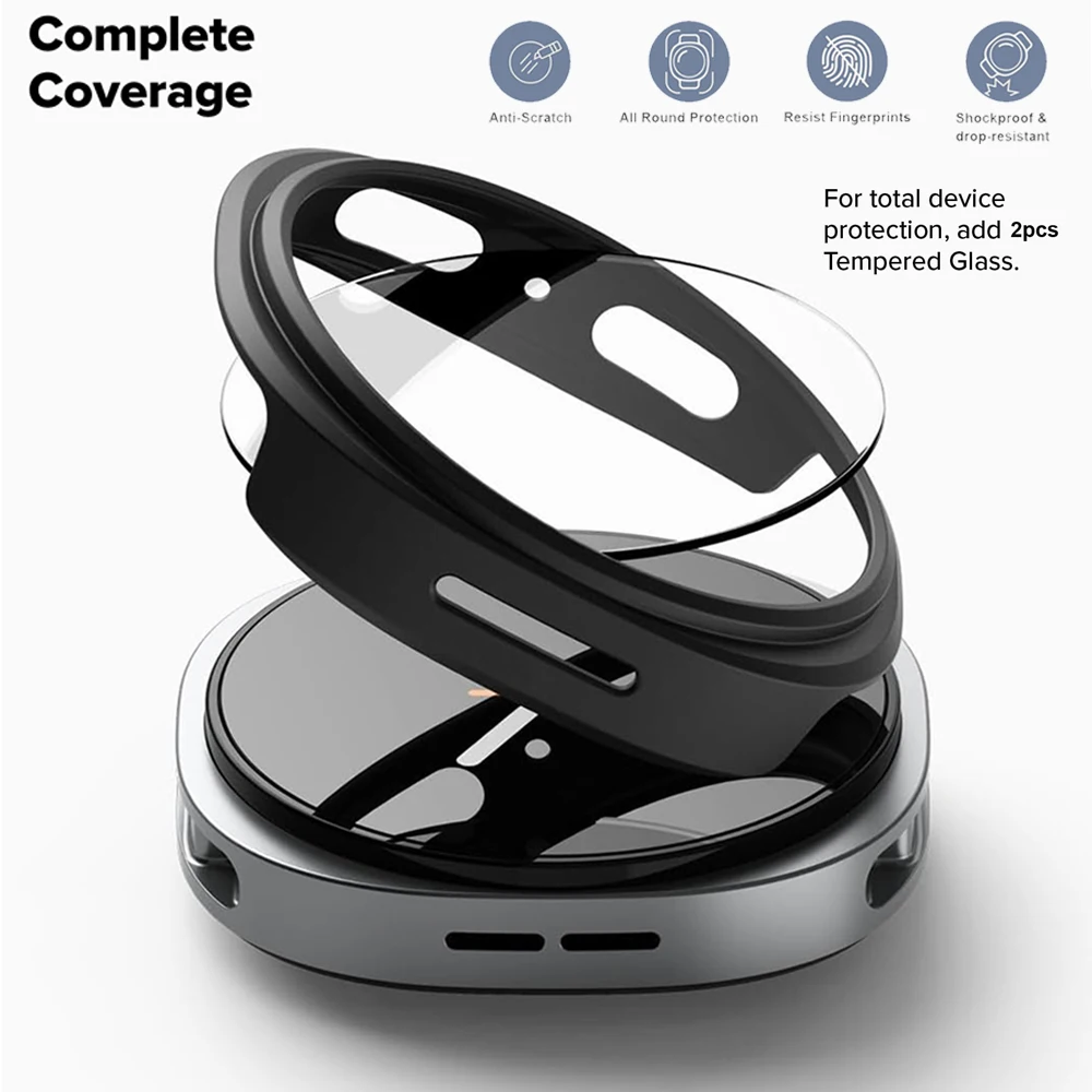 Premium Glass+PC Protective Watch Case - Durable Hollow Hard Cover for Galaxy Watch 8 Series