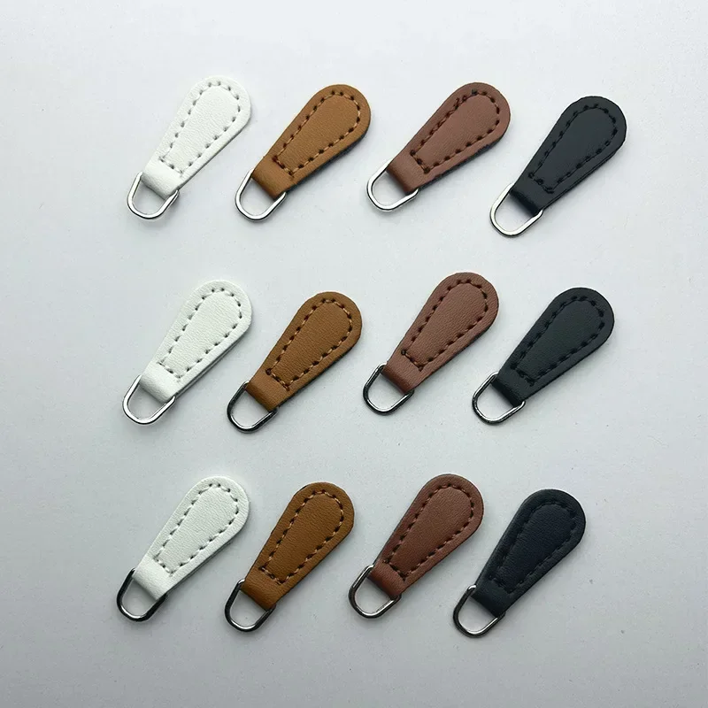 Zipper Pullers 10pcs Zipper Pullers Solid Color PU Zipper Pullers Clothes Pencil Bag Handbag Accessories