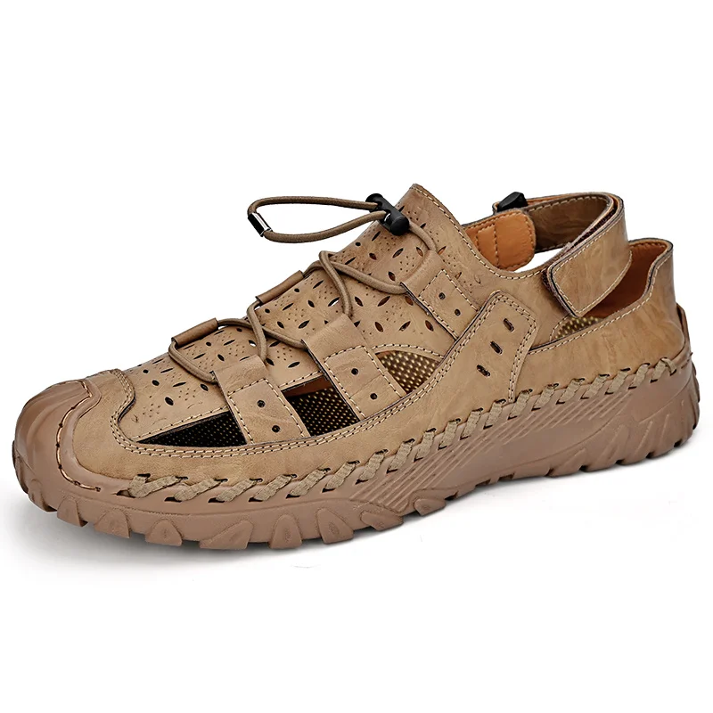 Sandali da escursionismo da uomo Sport all'aria aperta Estate Pelle Casual Trekking Walking Escursionismo Scarpe a punta chiusa_voghion.com