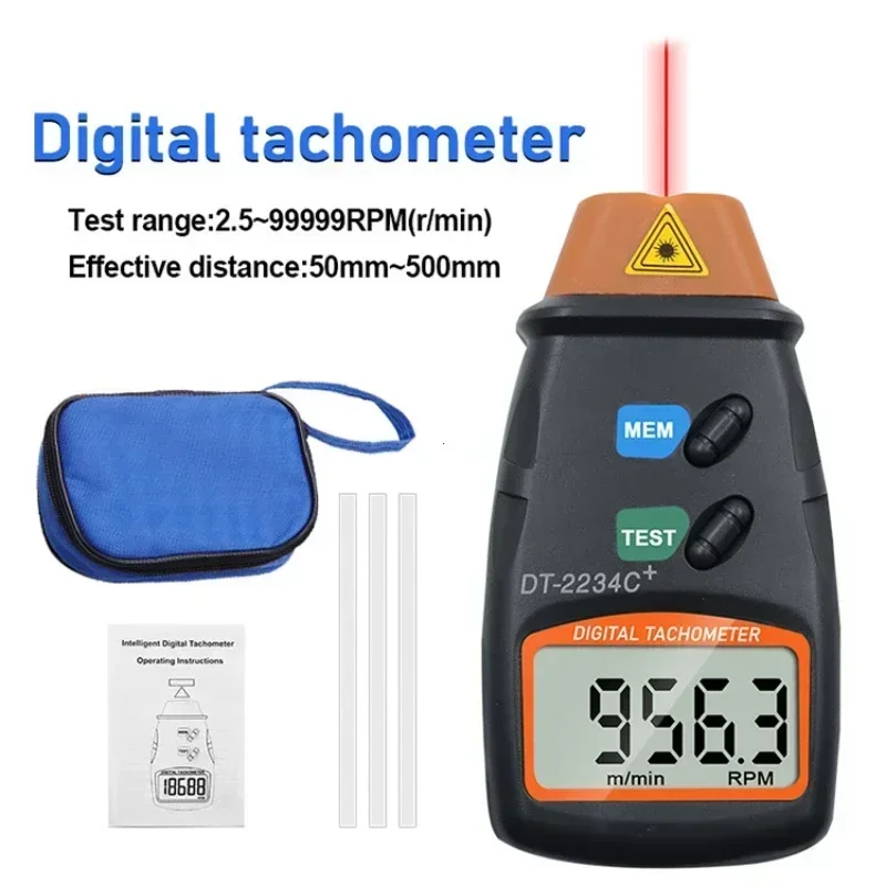 Dt2234C Digital Laser Tachometer Rpm Meter Non-Contact 2.5RPM-99999RPM Lcd Display Speed Meter Dt2234C Tester Speed 1Pcs engine tachometer tachometer gauge tachometer meter