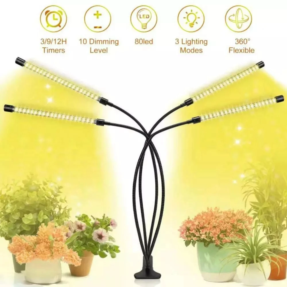 

Grow Light for Indoor Plants, Full Spectrum Grow Lamp with Display Timer,Desk Clip Growing Light for Succulents Flowers Growth