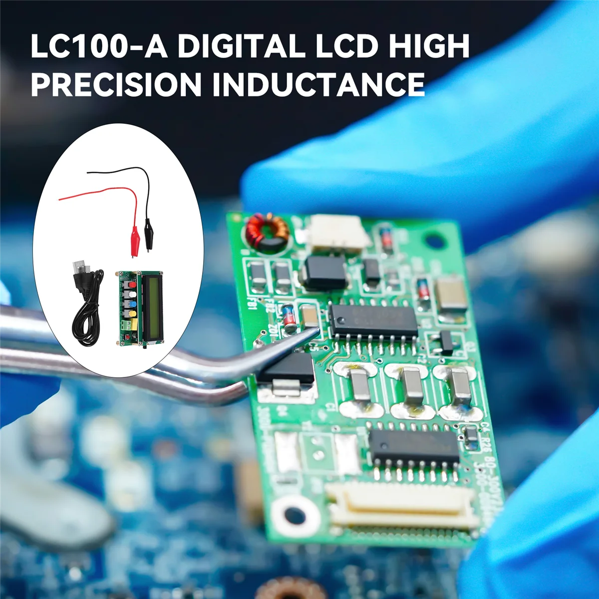 Lc100-A Digital Lcd High Precision Inductance Capacitance L/C Meter Capacitor Tester Frequency 1Pf-100Mf 1Uh-100H Lc100-A + 6