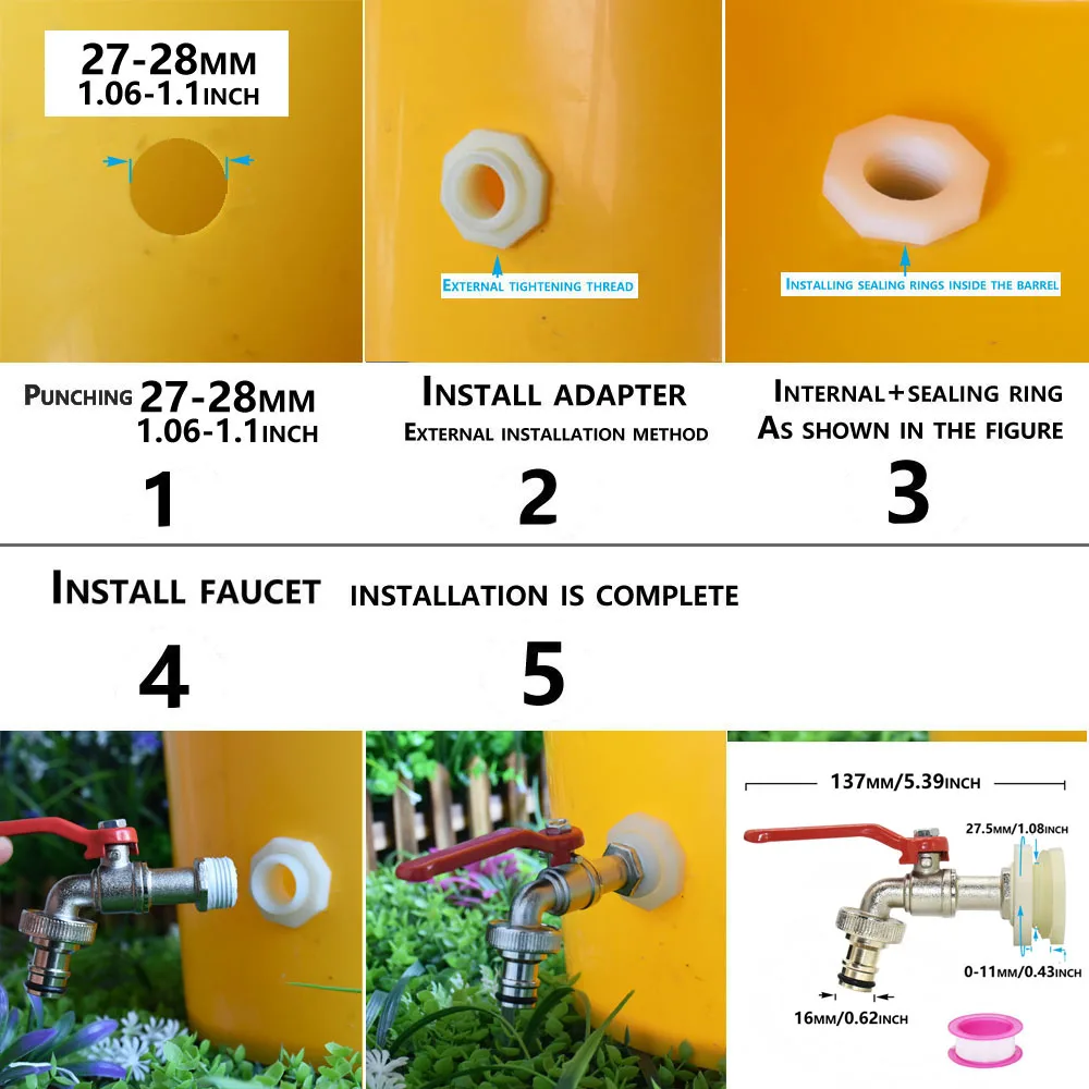 S60 x 16mm 젖꼭지 수도꼭지 어댑터 야외 빗물 수집 버킷 IBC 탱크 수족관 탭 교체 배수 피팅