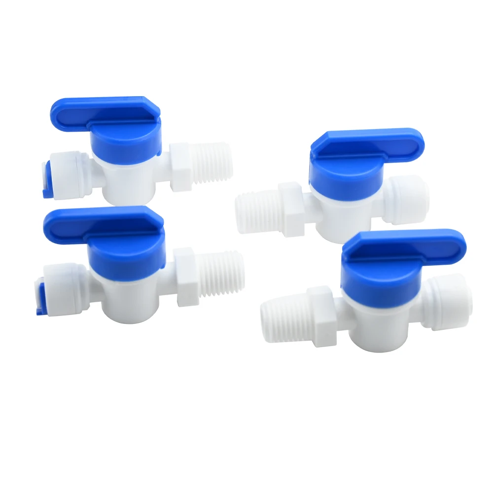 

RO Water Straight 1/4" OD Hose Quick Connection Control Plastic Water Ball Valve Reveser Osmosis Aquarium Fittings