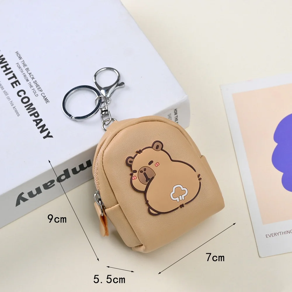 Cute Capybara Schoolbag Shape Coin Purse Girly Portable Lipstick Earphone Large Capacity Storage Bags Keychain Pendants Gifts