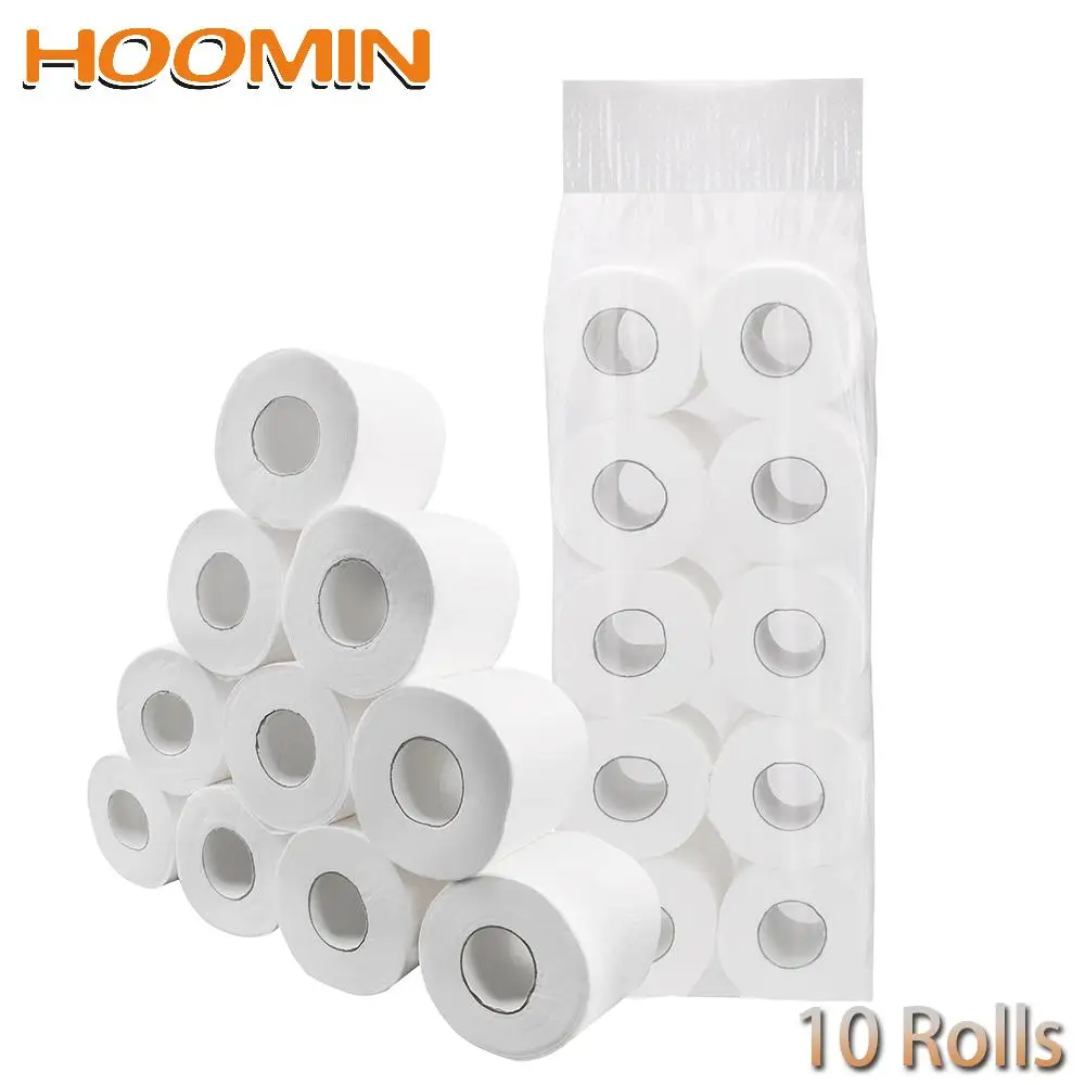 

HOOMIN 3 Layers 10 Rolls/Lot Home Bath Kitchen Tissue Roll Skin-friendly Toilet Roll Paper No fragrance Toilet Paper