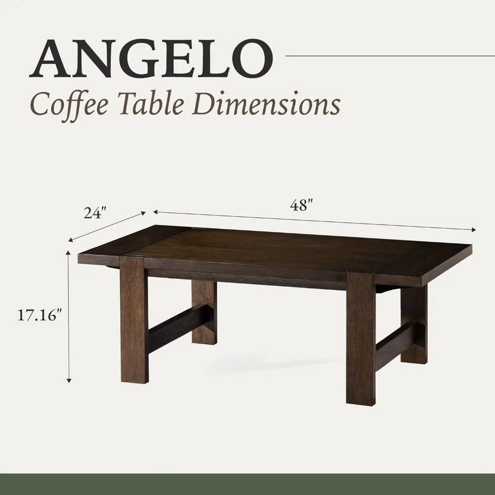 Wood Coffee Table, 48" x 24", Rustic Farmhouse Living Room Furniture, Industrial Modern Room Decor, (Aged Brown) Café Tables 2