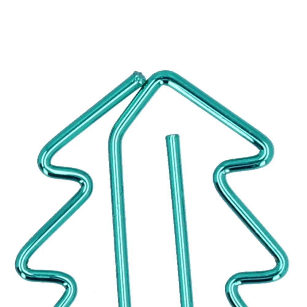 20PCS 나무 모양 미니 종이 클립 전기 도금 금속 32*24mm 철 종이 클립 짙은 녹색 보관 상자 파일 종이 클립