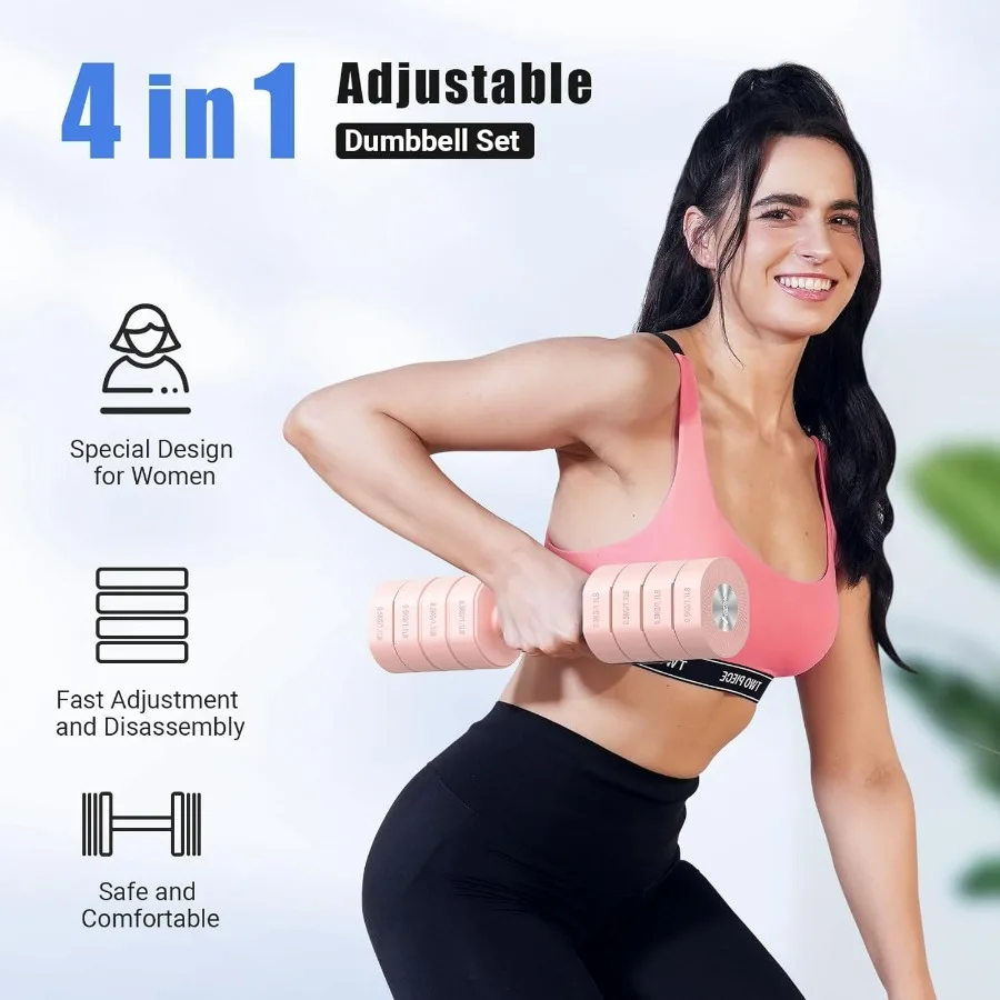 MERACH Dumbbell Set of 2 Adjustable Weight Antislip Handle Macaron Colors Each 2.2 4.4 6.6 8.8 lbs 4 in 1 Hand Weights for Wome