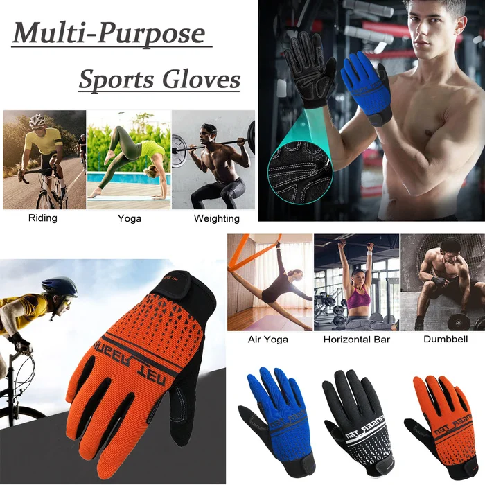 Professional Half Full Finger Fitness Gloves Men with Wrist Support Gym Exercise Powerlifting Pull Up Protector