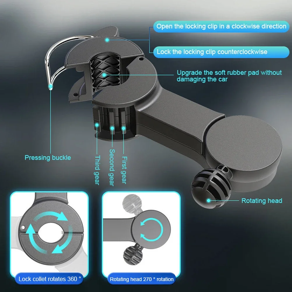 3-speed Car Seat Back Cooling Fan USB Charge Dual Head Fan 360 Degree Rotation Neck Cooler For Vehicle SUV For Auto Sedan 12/24V