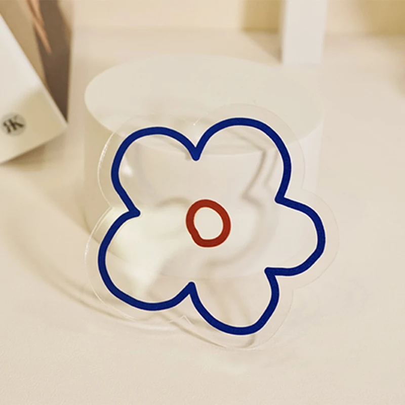 Acrylic Korean Style Flower Coaster Transparent Coaster Non-Slip Kitchen Accessories Mat Cup Bar Mug Cartoon Animal Drink Pads